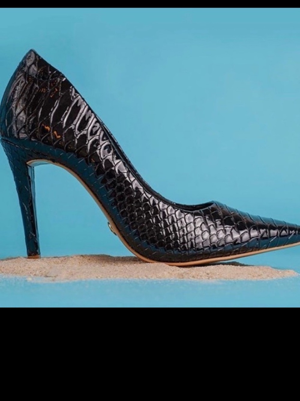Black Patent Python Leather Pointed Toe Stiletto Pumps Heels size 9 new in box